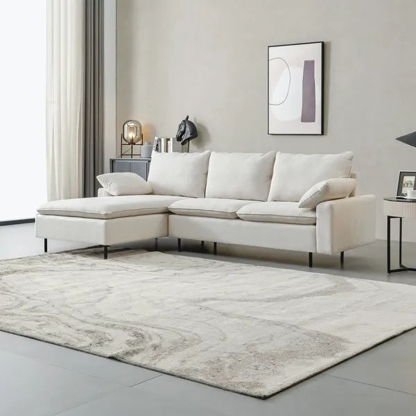 L-Shaped Linen Sectional Sofa With Right Chaise,living Room ,bedroom,office.