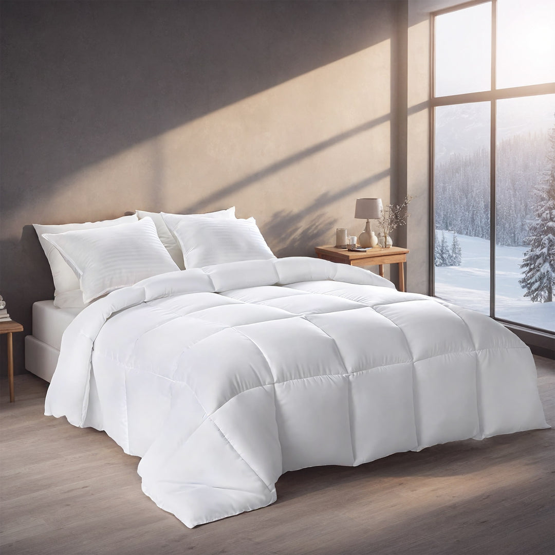 White Oversized Checkered Quilted Plump Duvet Luxury Hotel-grade Comfort For Bedrooms And