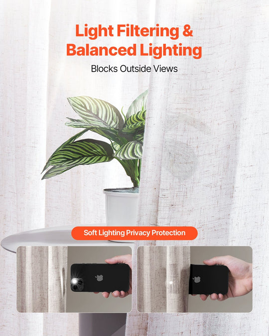 Natural Linen Curtains 52 X 84 Inch 2 Panels Set Semi Sheer Light Filtering