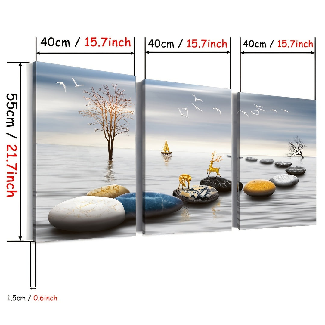 Framed Oil Paintings And Posters, Ready To Hang, Featuring Lakes, Abstract Animals, And Landscapes For Home Decoration, Marble, Wall Art, Room Decor, And Home Wall Decoration. High-definition Printing