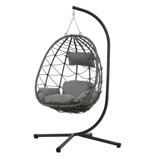 Indoor And Outdoor Swing Chair With Stand, Patio Wicker Hanging Egg Chair, Hanging Basket Chair Suitable For Bedroom, Living Room And Balcony