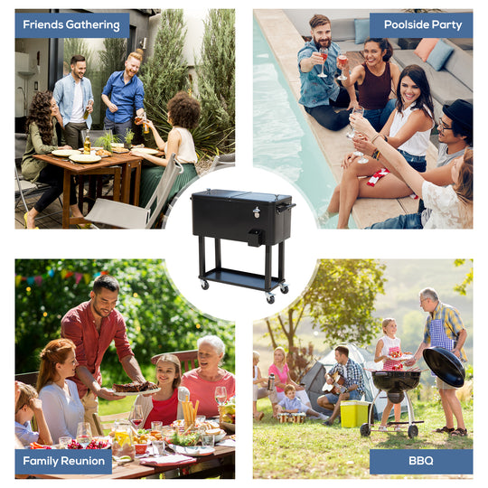 80 QT Rolling Cooling Ice Chest