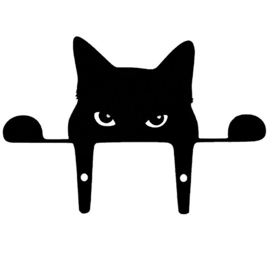 Elegant Iron Art Silhouette Black Metal Peeping Cat Sculpture, Lawn And Yard