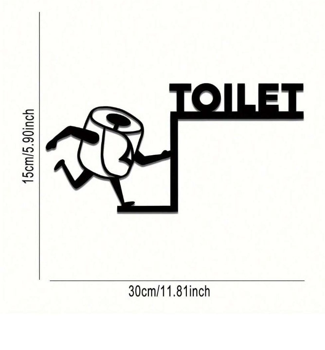 Funny Toilet Paper Wall Art Humorous Metal Sign Over -Bathroom Over-Door Hanging