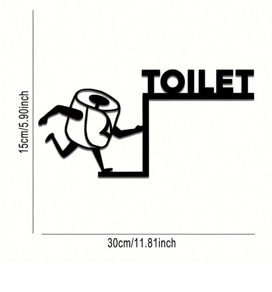 Funny Toilet Paper Wall Art Humorous Metal Sign Over -Bathroom Over-Door Hanging